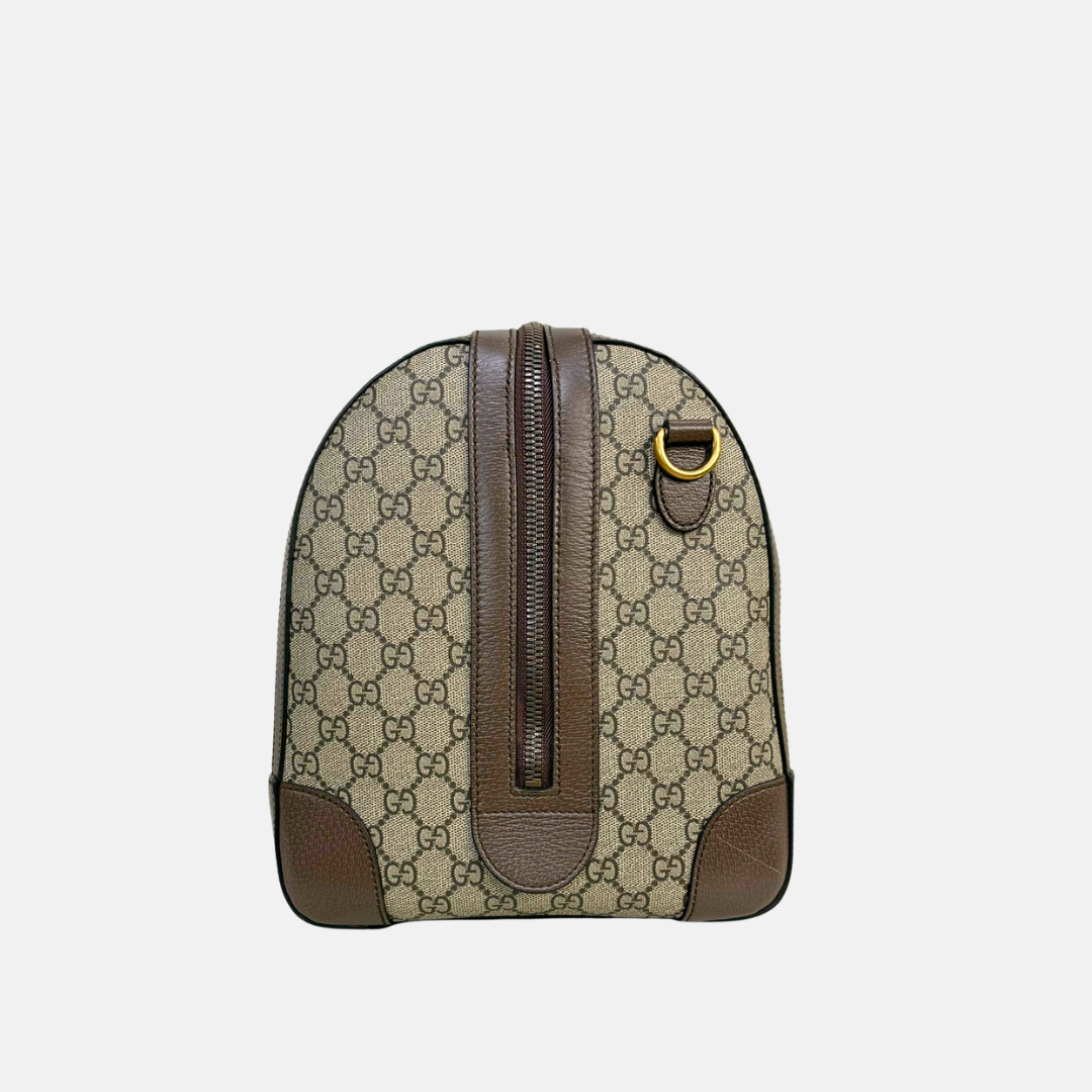 Savoy Duffle Bag GG Supreme Canvas Neon Green Gold Hardware