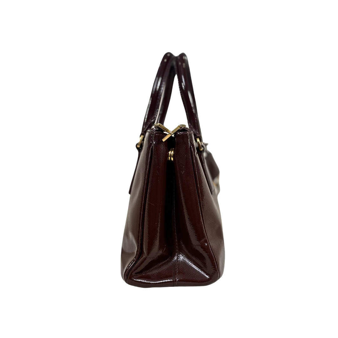 Spazzolato Burgundy Patent Leather Gold Hardware
