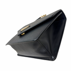 Envelope Shoulder Bag Saffiano Leather Black Gold Hardware