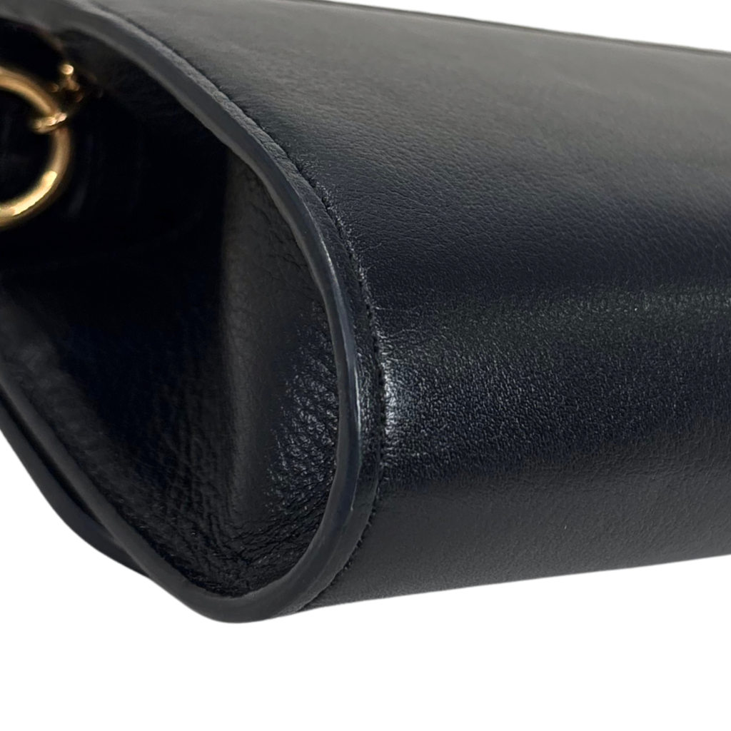 Mini Bamboo Top Handle Bag Black Gold Hardware