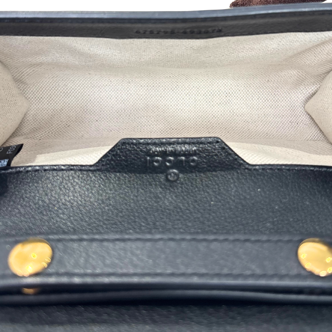 Mini Bamboo Top Handle Bag Black Gold Hardware