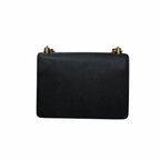 Envelope Shoulder Bag Saffiano Leather Black Gold Hardware