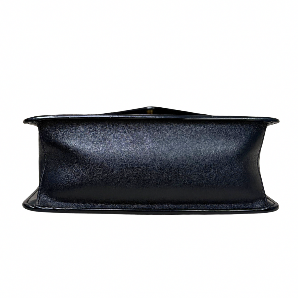 Envelope Shoulder Bag Saffiano Leather Black Gold Hardware