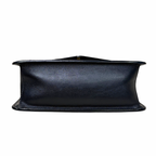 Envelope Shoulder Bag Saffiano Leather Black Gold Hardware