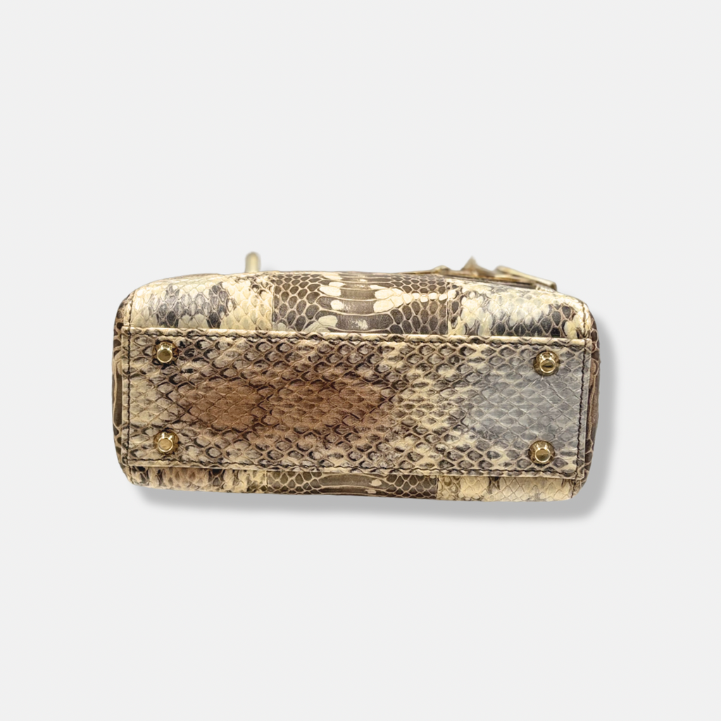 Mini Lady Dior Python Snakeskin Gold Hardware