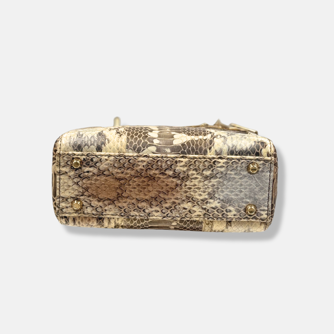Mini Lady Dior Python Snakeskin Gold Hardware