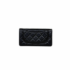 Long Wallet Black Lambskin Leather Silver Hardware