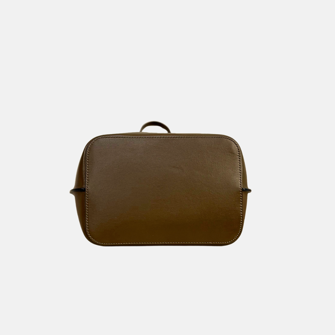 Virtus Bucket Shopper Bag Olive Brown Gold Hardware