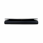 Long Bi-fold Wallet Black Smooth Leather