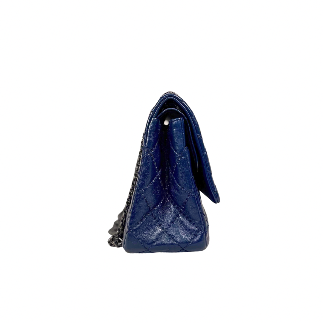 Reissue Bag Navy Blue Calfskin Leather Silver-tone Hardware