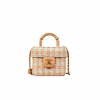 Tweed Mini Square Flap Bag Light Orange Ecru Gold Hardware