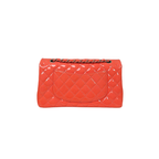 Classic Double Flap Medium Coral Orange Patent Leather Series 21