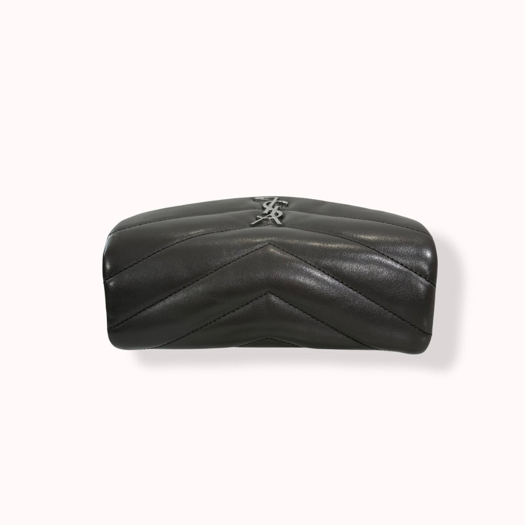 Grey Chevron Quilted Leather Toy LouLou Silver Hardware