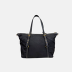 Tessuto Nylon Saffiano Black Leather Tote Bag Gold Hardware