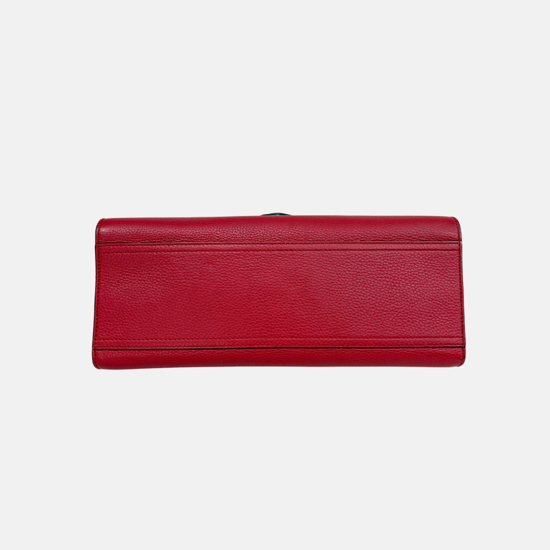 GG Marmont Two Way Flap Red Calfskin Leather Gold Hardware