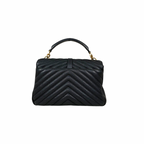 College Bag Black Calfskin Leather Gold Hardware