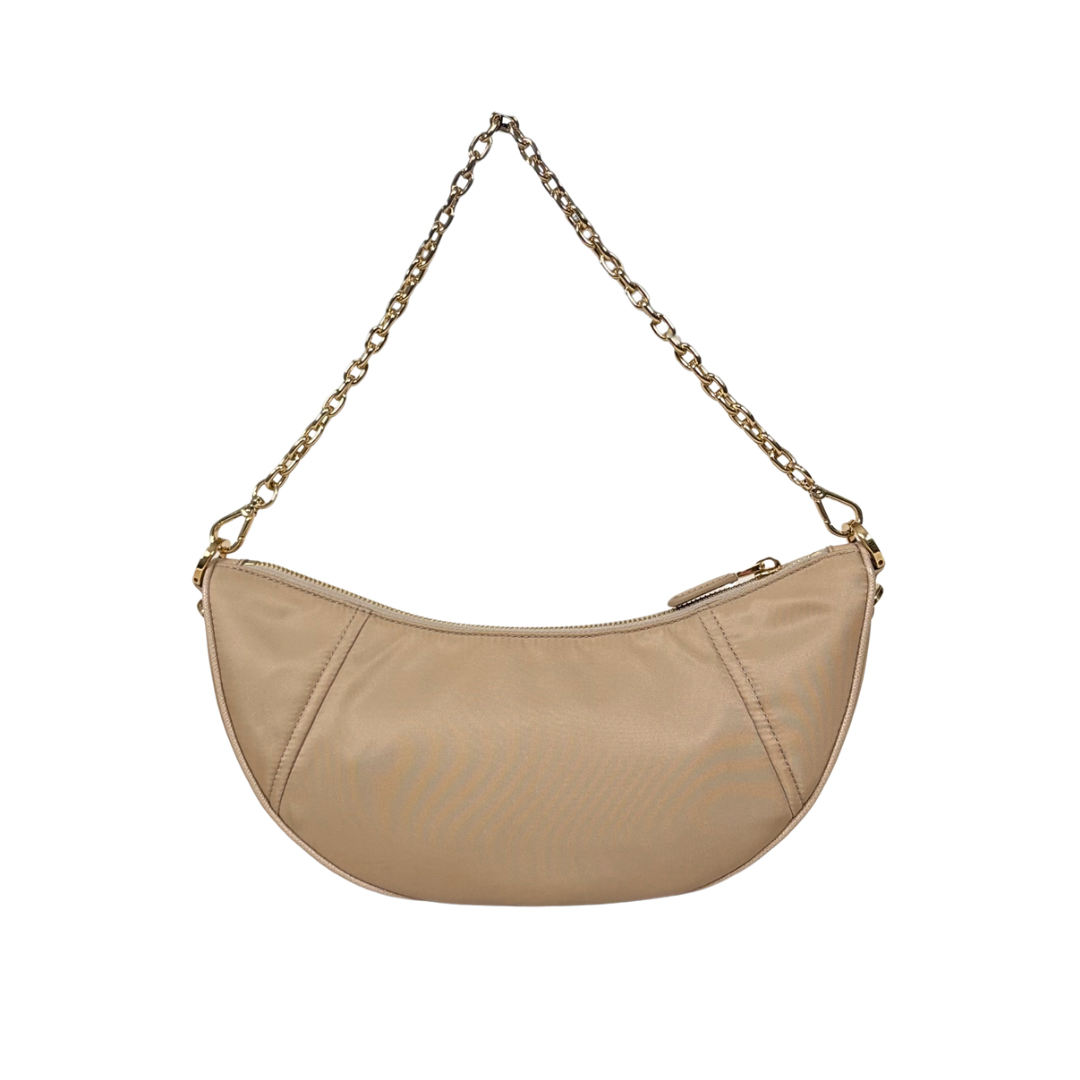 Re-nylon Demi Lune Bandoliera Bag Beige Gold Hardware