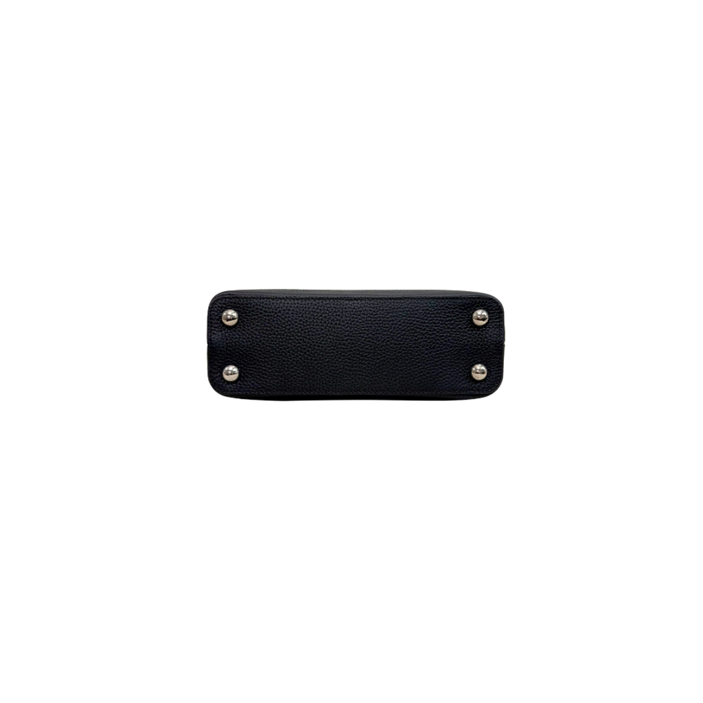 Capucines Snake Skin  Top Handle BB Taurillon Black Silver Hardware