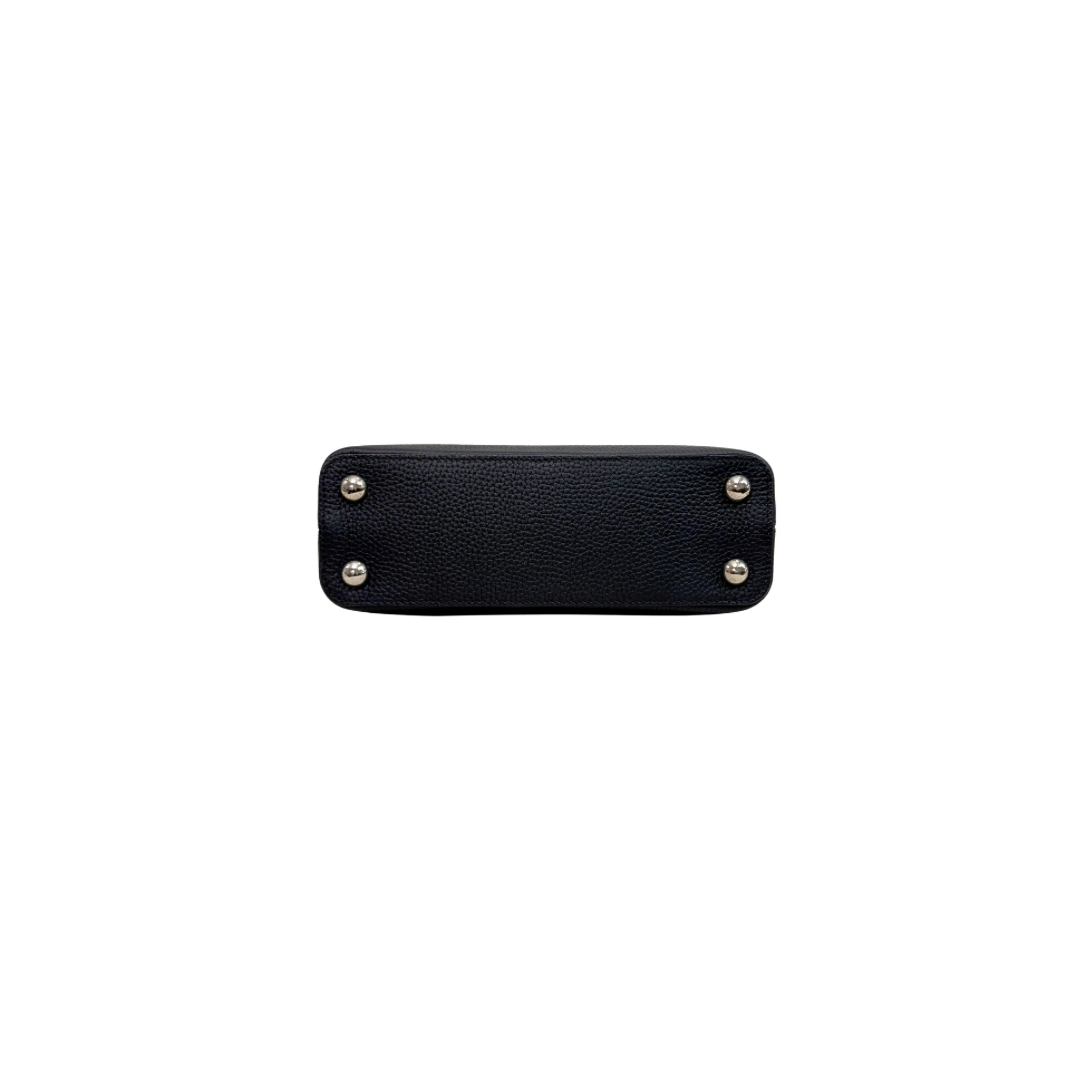 Capucines Snake Skin  Top Handle BB Taurillon Black Silver Hardware