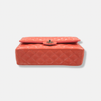 Classic Double Flap Medium Coral Orange Patent Leather