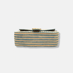 Raffia Woven Blue GG Marmont Shoulder Bag Gold Hardware