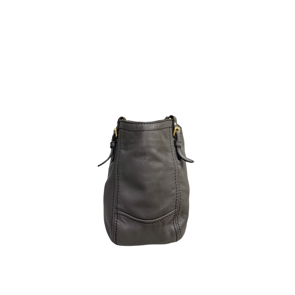 Signature Hobo Bag Vitello Daino Leather Grey Gold Hardware