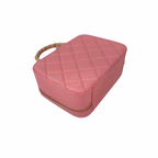 Vanity Top Handle Salmon Pink Lambskin Leather Gold Hardware Microchip