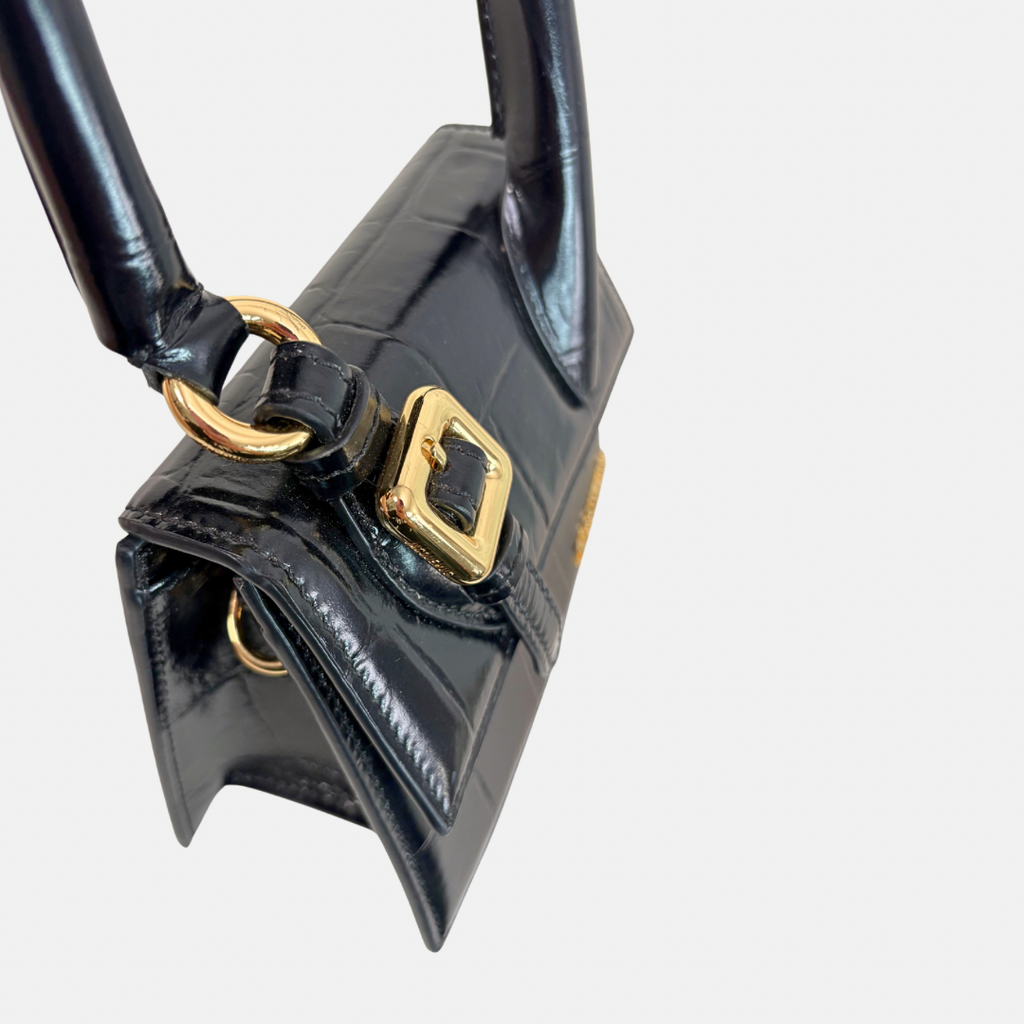 Le Chiquito Crocodile Mini Black Gold Hardware