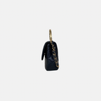 24C Mini Flap Black Lambskin Leather Gold Hardware Microchip