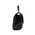 College Bag Black Calfskin Leather Gold Hardware