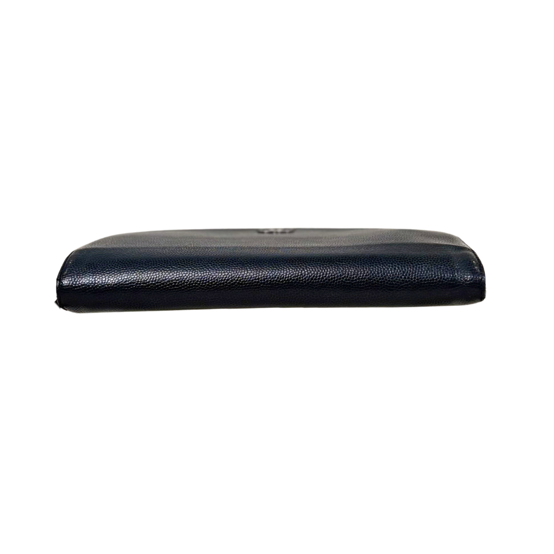 Sevruga Wallet On Chain Black Caviar Leather Silver Hardware Series 14
