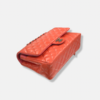 Classic Double Flap Medium Coral Orange Patent Leather