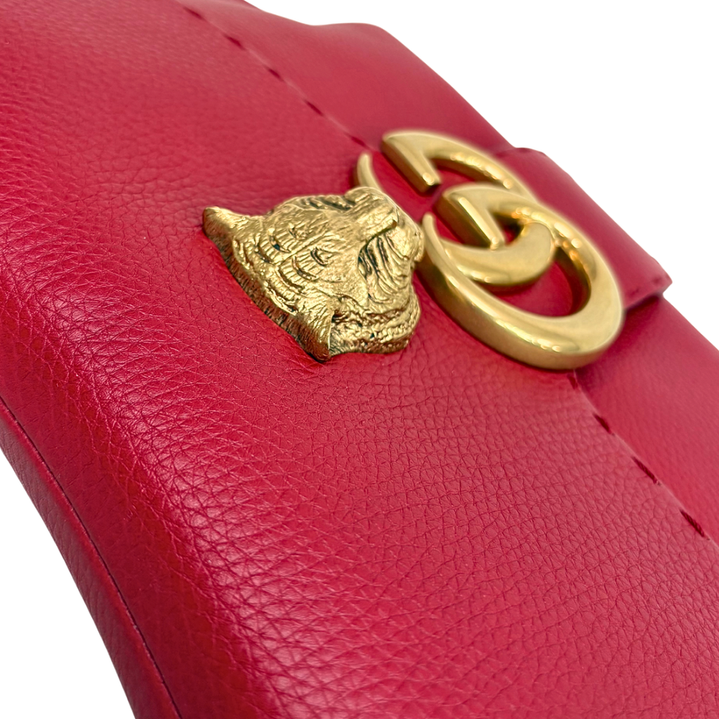 Animalier GG Marmont Red Feline Head Detail Gold-Tone Hardware