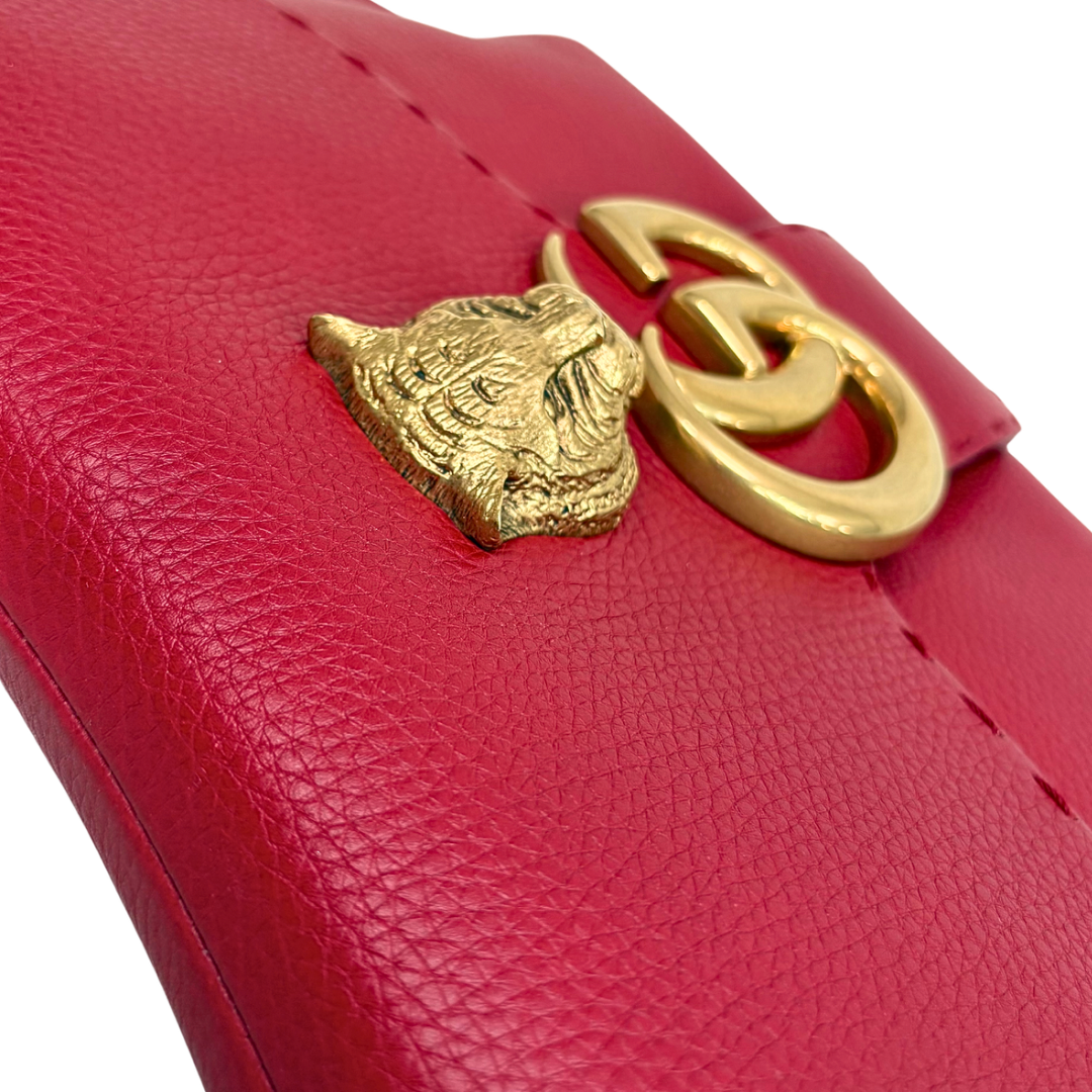 Animalier GG Marmont Red Feline Head Detail Gold-Tone Hardware