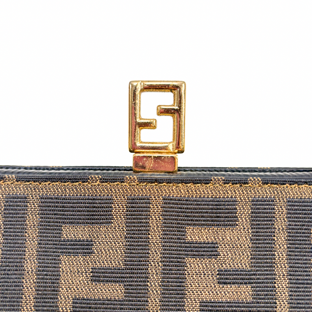 Zucca Canvas Vintage Handbag Brown Gold Hardware