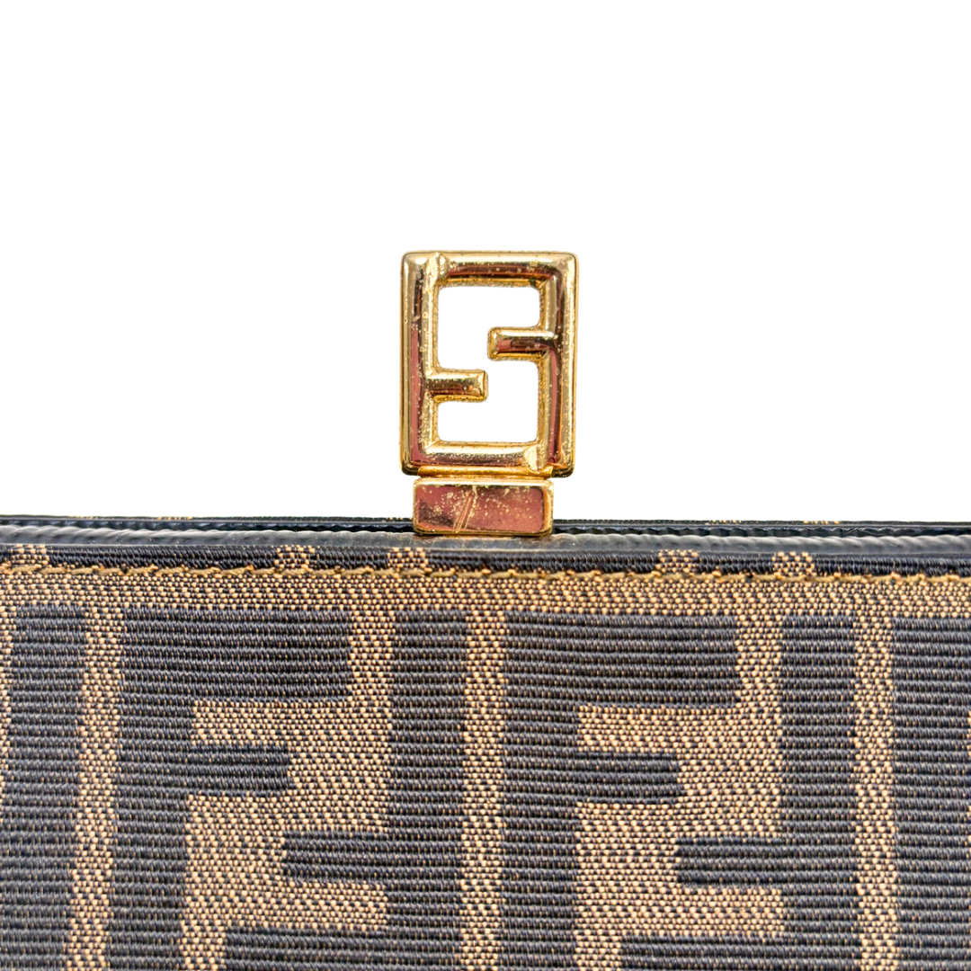 Zucca Canvas Vintage Handbag Brown Gold Hardware