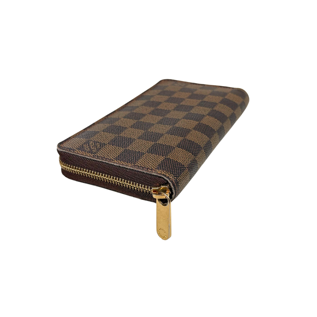 Zippy Wallet Damier Ebene Canvas Gold Hardware