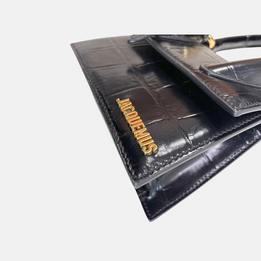 Le Chiquito Crocodile Mini Black Gold Hardware