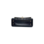 Vanity Top Handle Black Shiny Lambskin Leather Gold Hardware