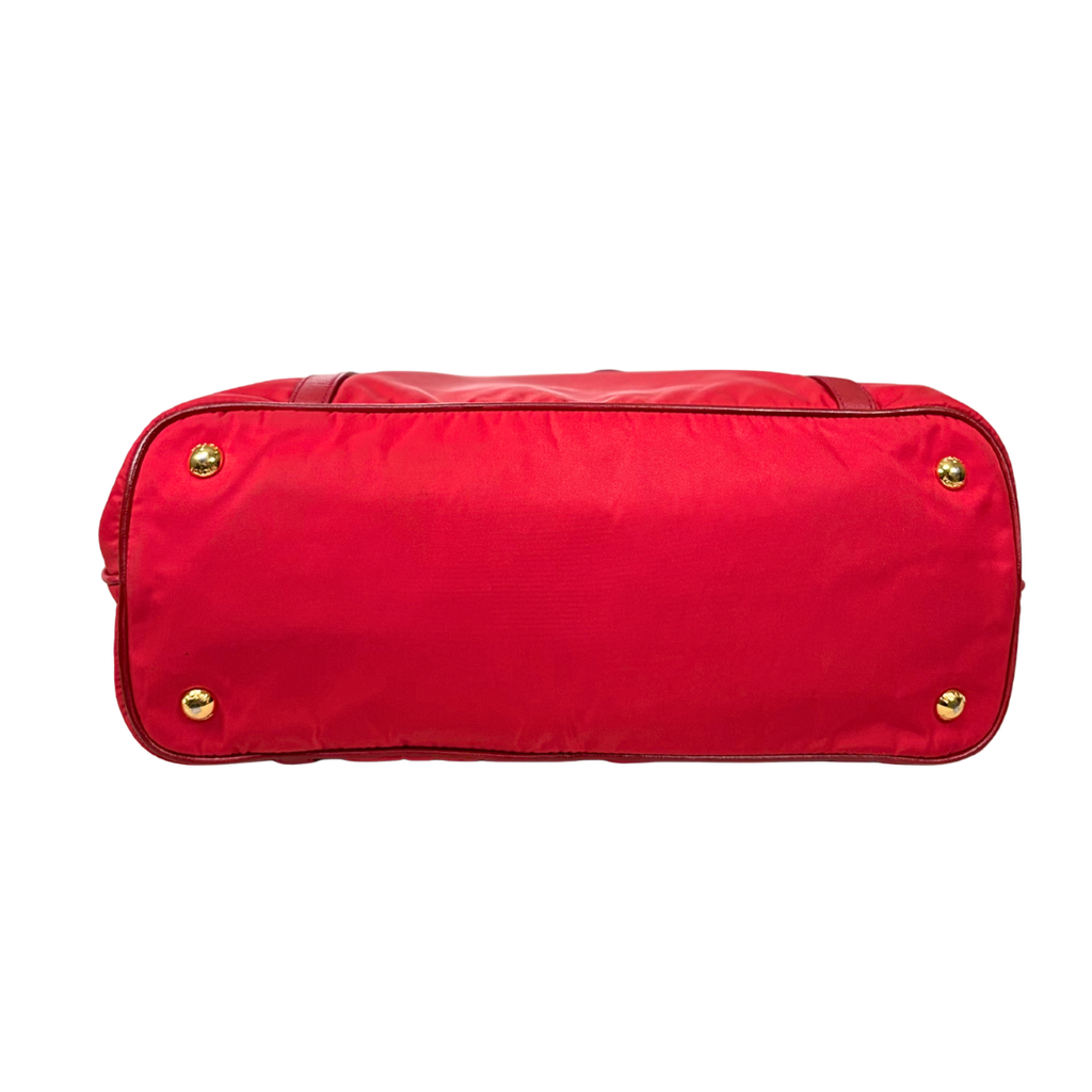 Tessuto Tote Red Saffiano Leather Gold Hardware