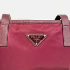 Tessuto Nylon Saffiano Tote Bag Burgundy Silver Hardware