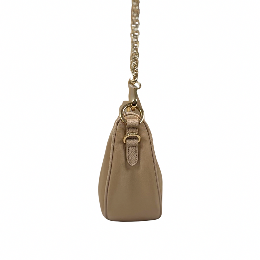 Re-nylon Demi Lune Bandoliera Bag Beige Gold Hardware