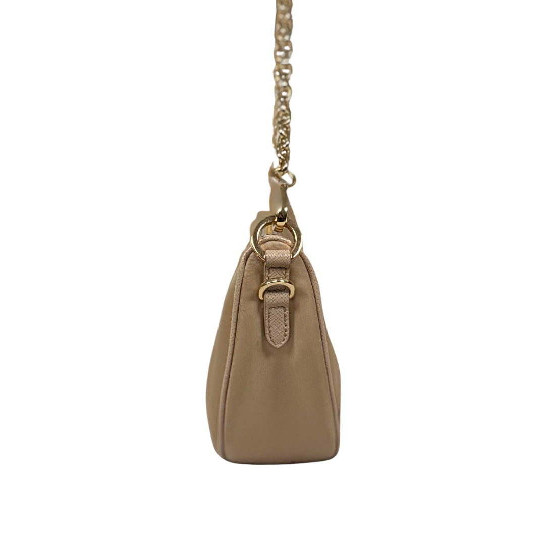 Re-nylon Demi Lune Bandoliera Bag Beige Gold Hardware