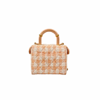 Tweed Mini Square Flap Bag Light Orange Ecru Gold Hardware