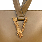 Virtus Bucket Shopper Bag Olive Brown Gold Hardware