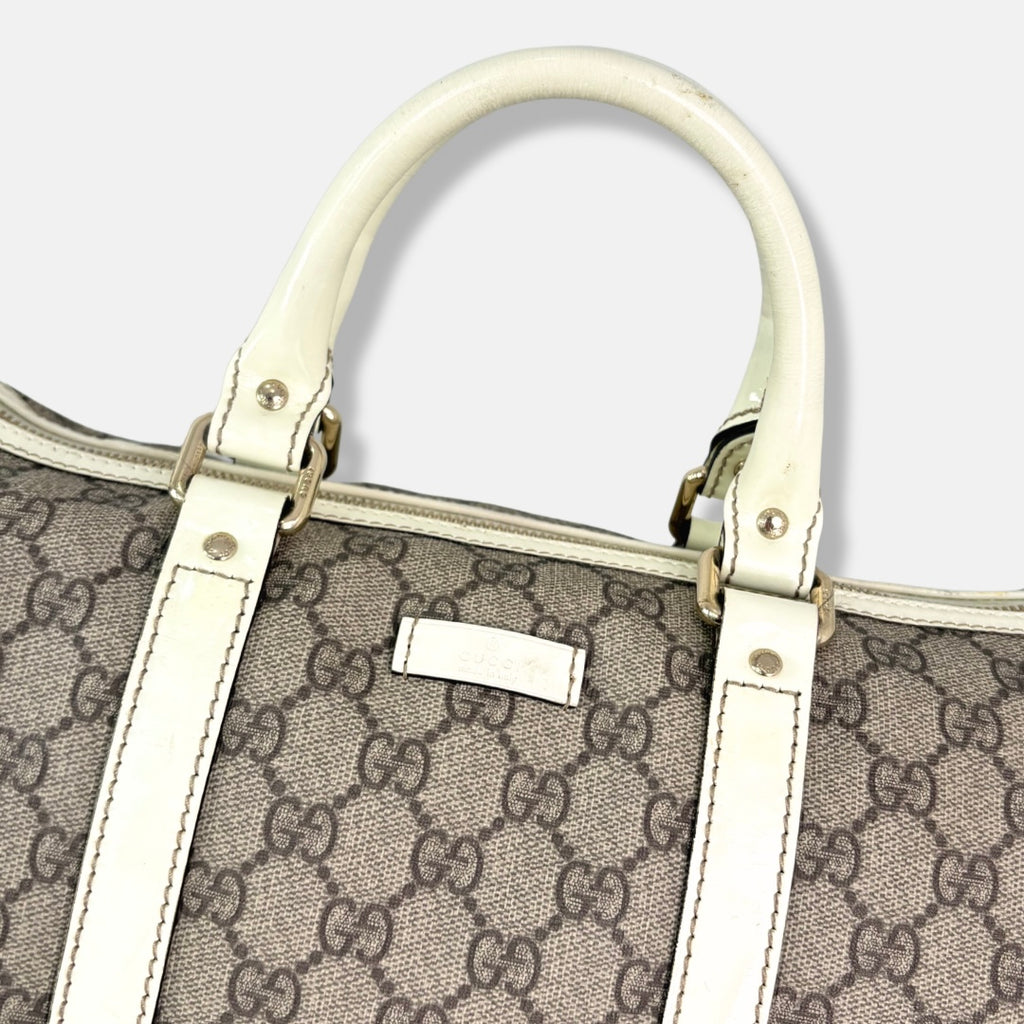 Boston GG Supreme Canvas  Beige & White Silver Hardware 30cm
