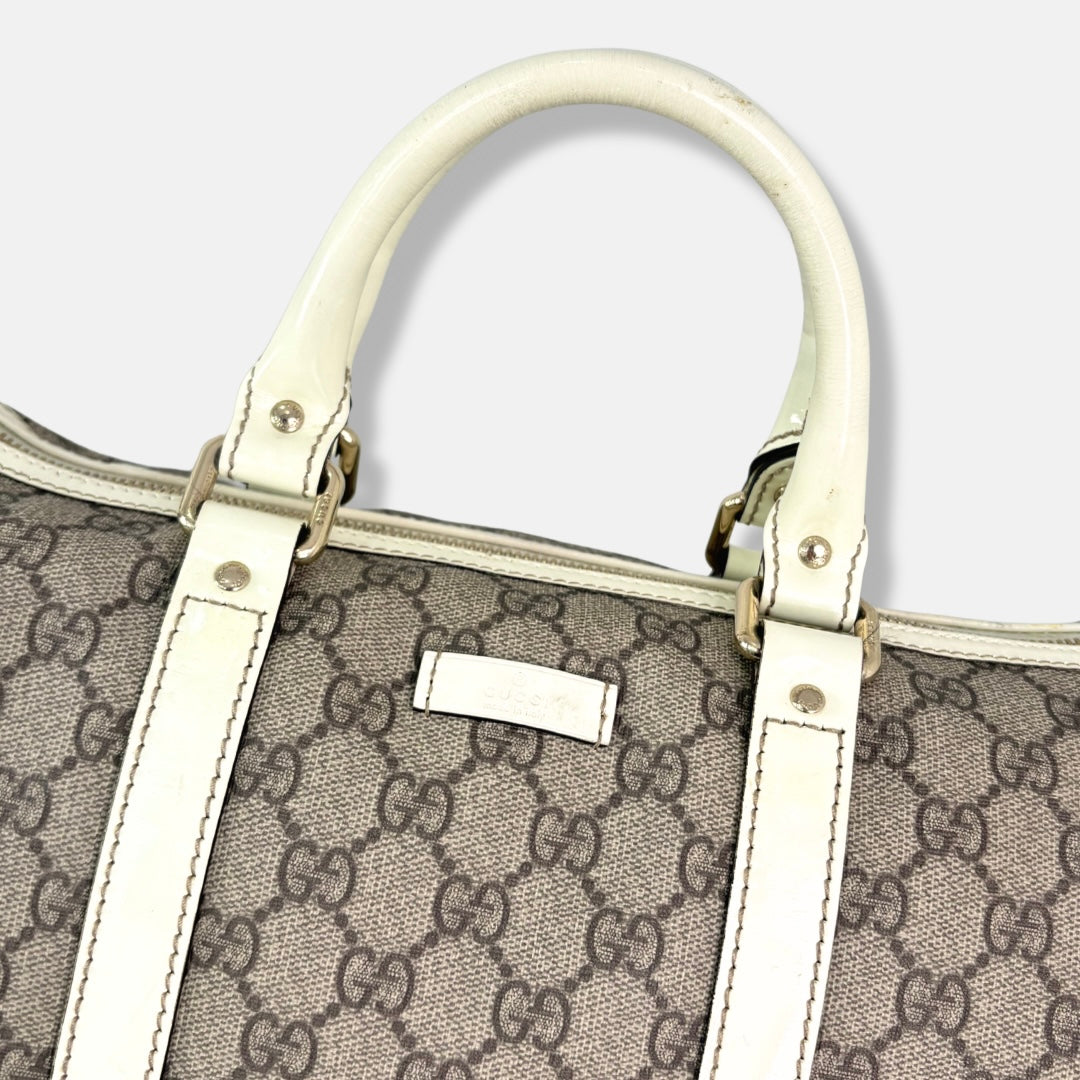 Boston GG Supreme Canvas  Beige & White Silver Hardware 30cm