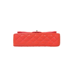 Classic Double Flap Medium Coral Orange Patent Leather Series 21