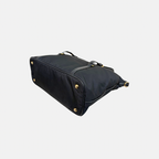 Tessuto Nylon Saffiano Black Leather Tote Bag Gold Hardware
