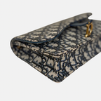 Saddle Pouch Wallet On Chain Medium Blue Oblique Jacquard Gold-Finish Hardware